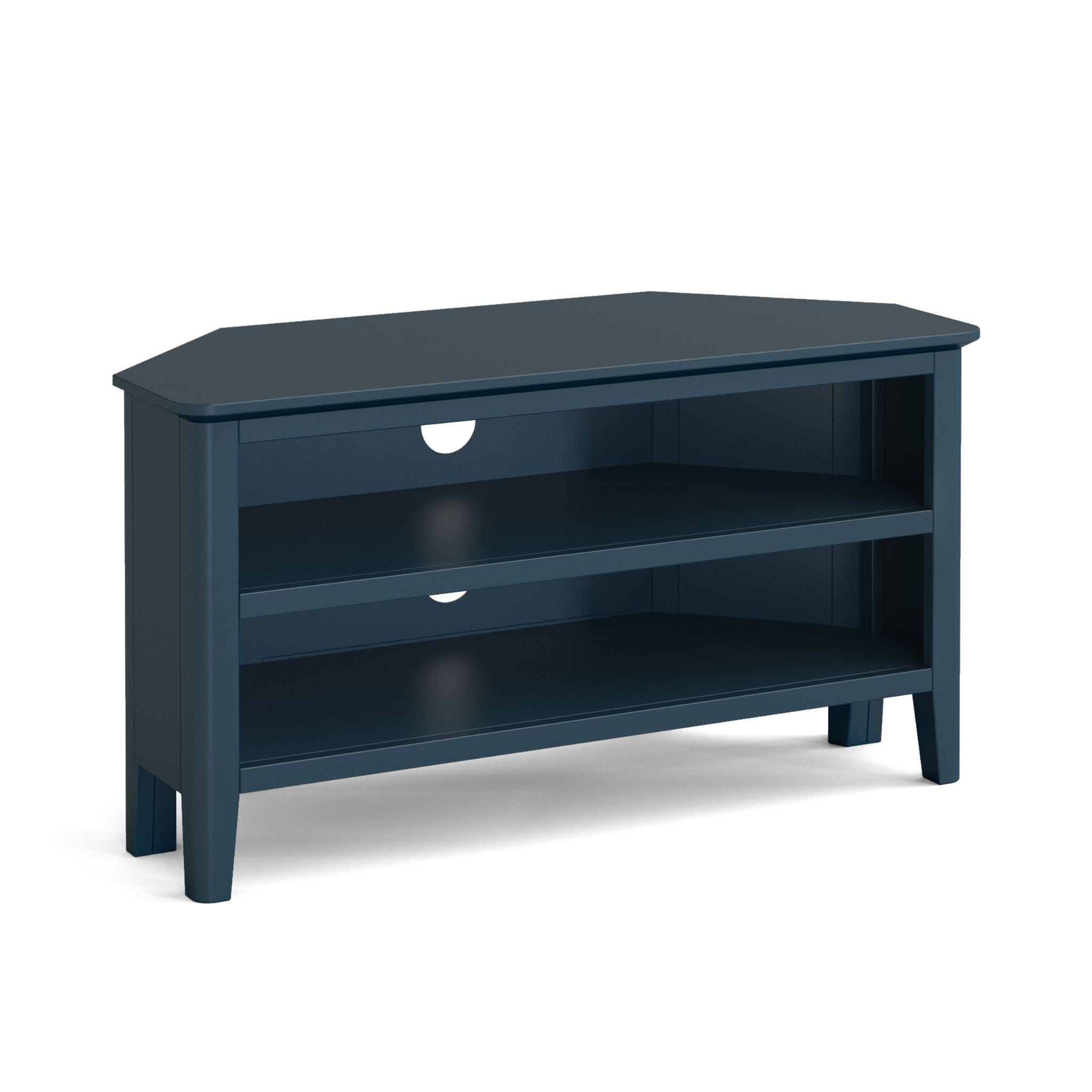 Navy corner cheap tv stand
