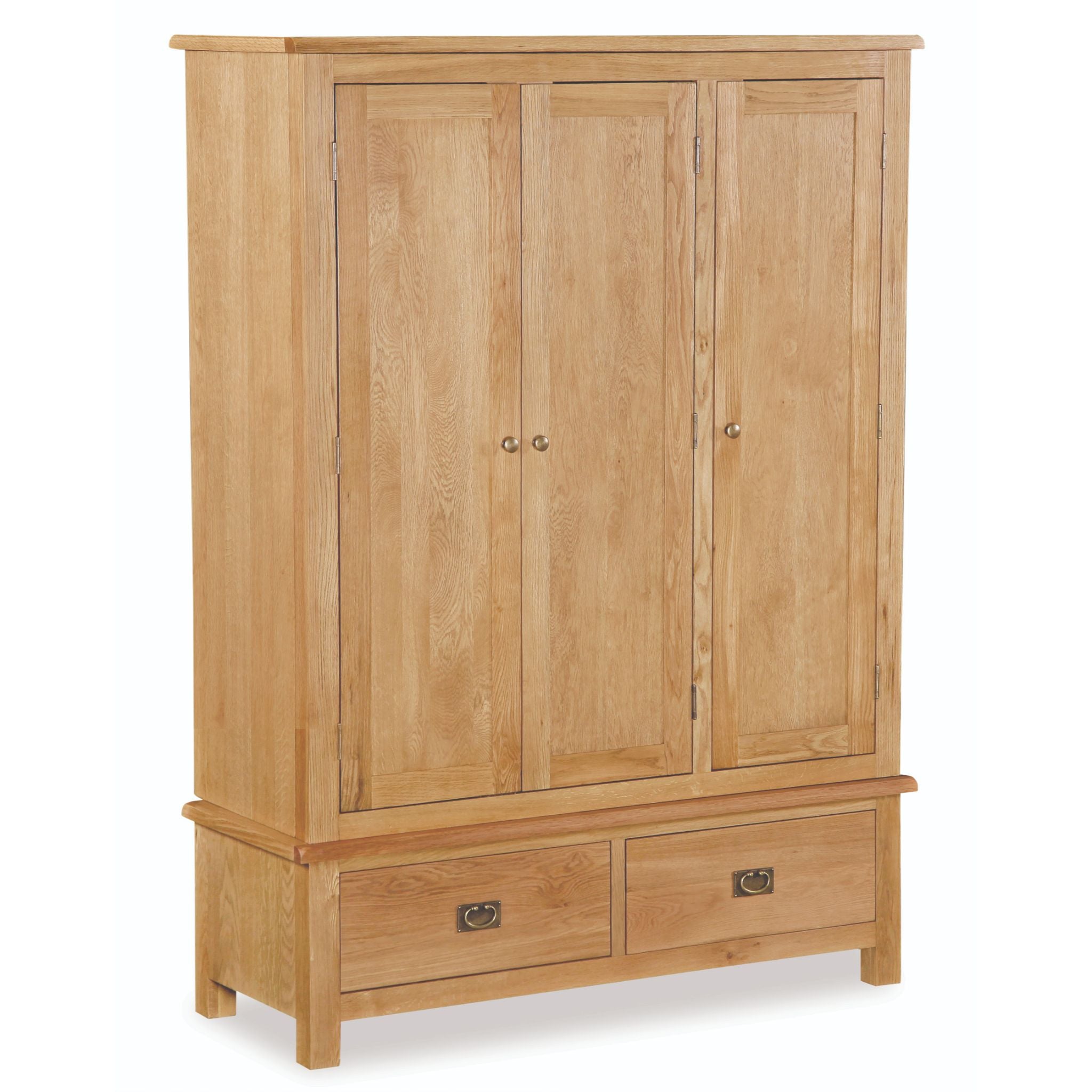 Sudbury Petite Oak - Triple 3 Door 2 Drawer Wardrobe