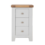 French Grey & Oak Top - 3 Drawer Bedside