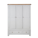 French Grey & Oak Top - 3 Door 2 Drawer Wardrobe