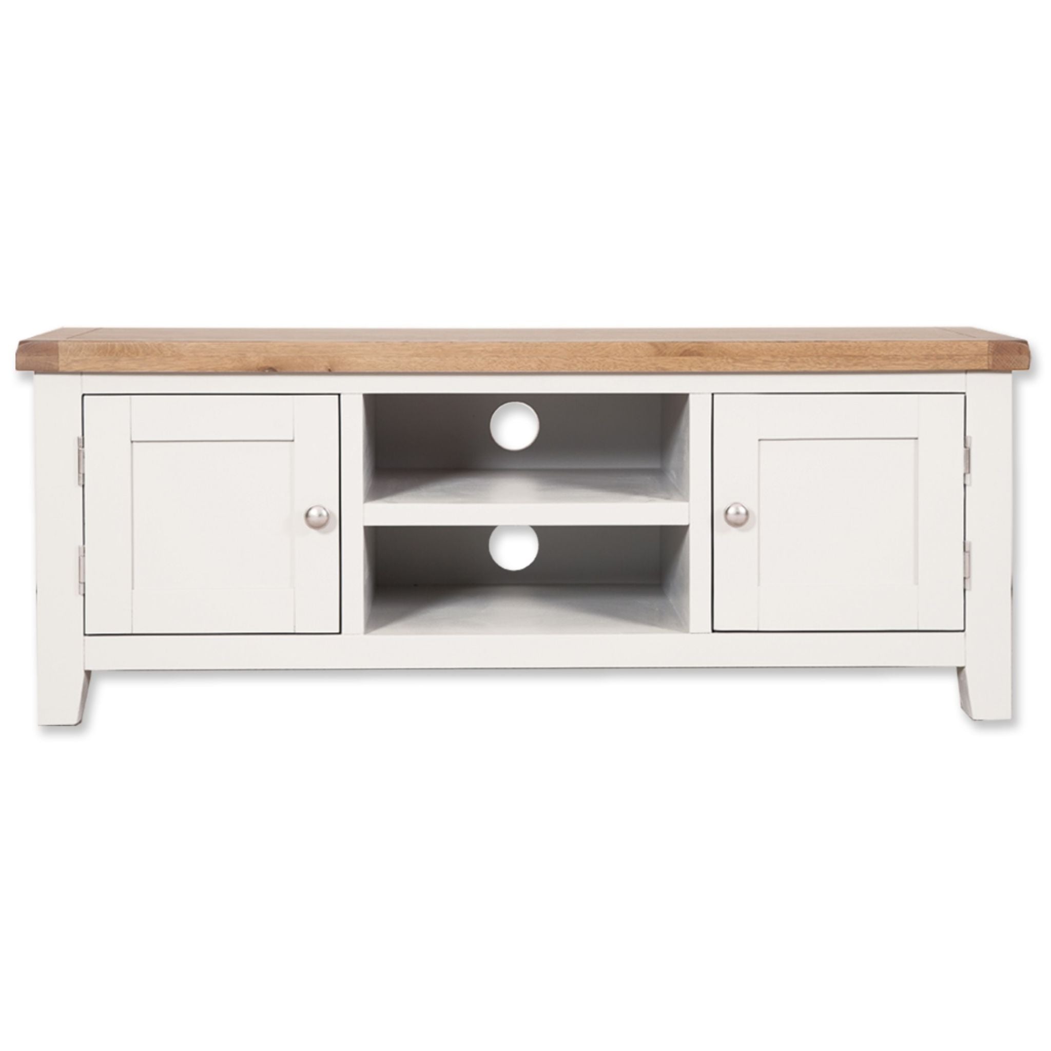 Arctic White & Oak Top - Large 1.34m TV Unit