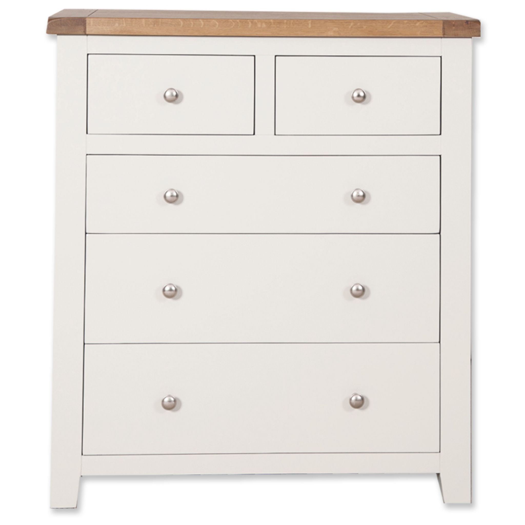 Arctic White & Oak Top - 3+2 Drawer Chest