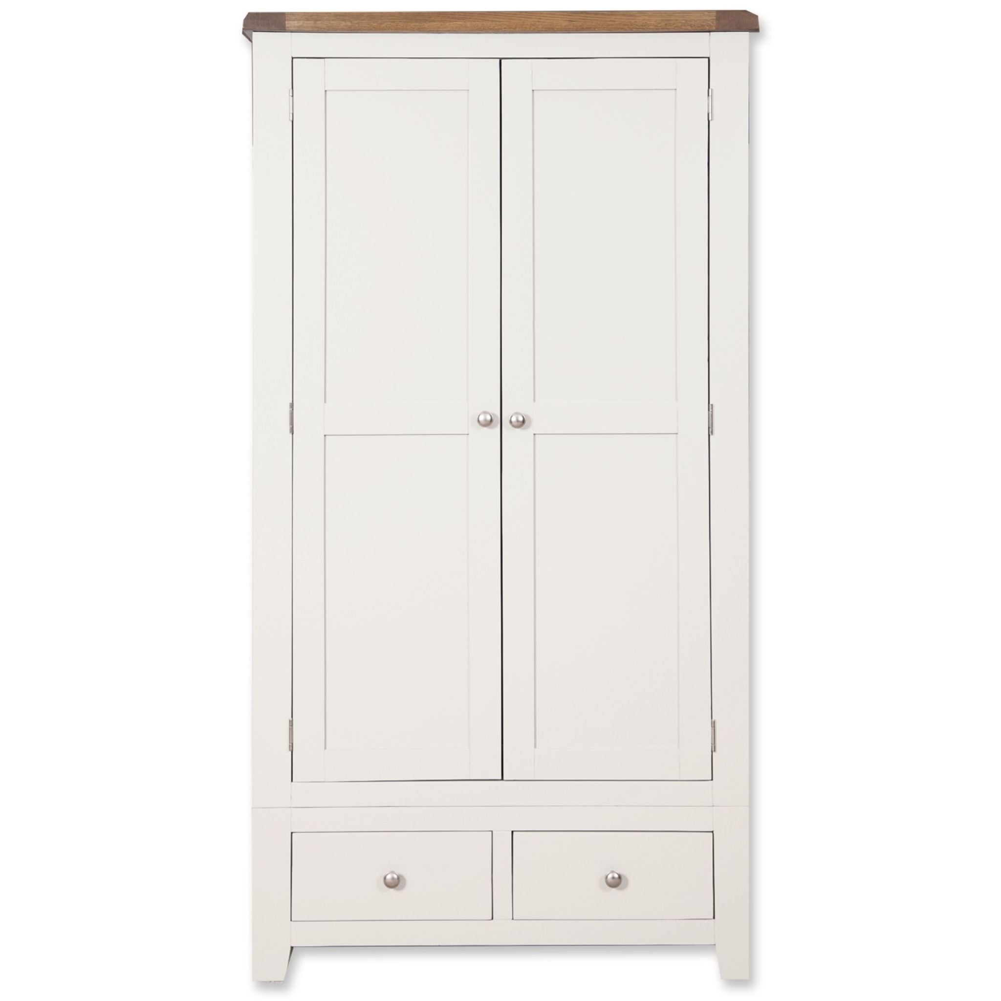 Arctic White & Oak Top - 2 Door 2 Drawer Wardrobe