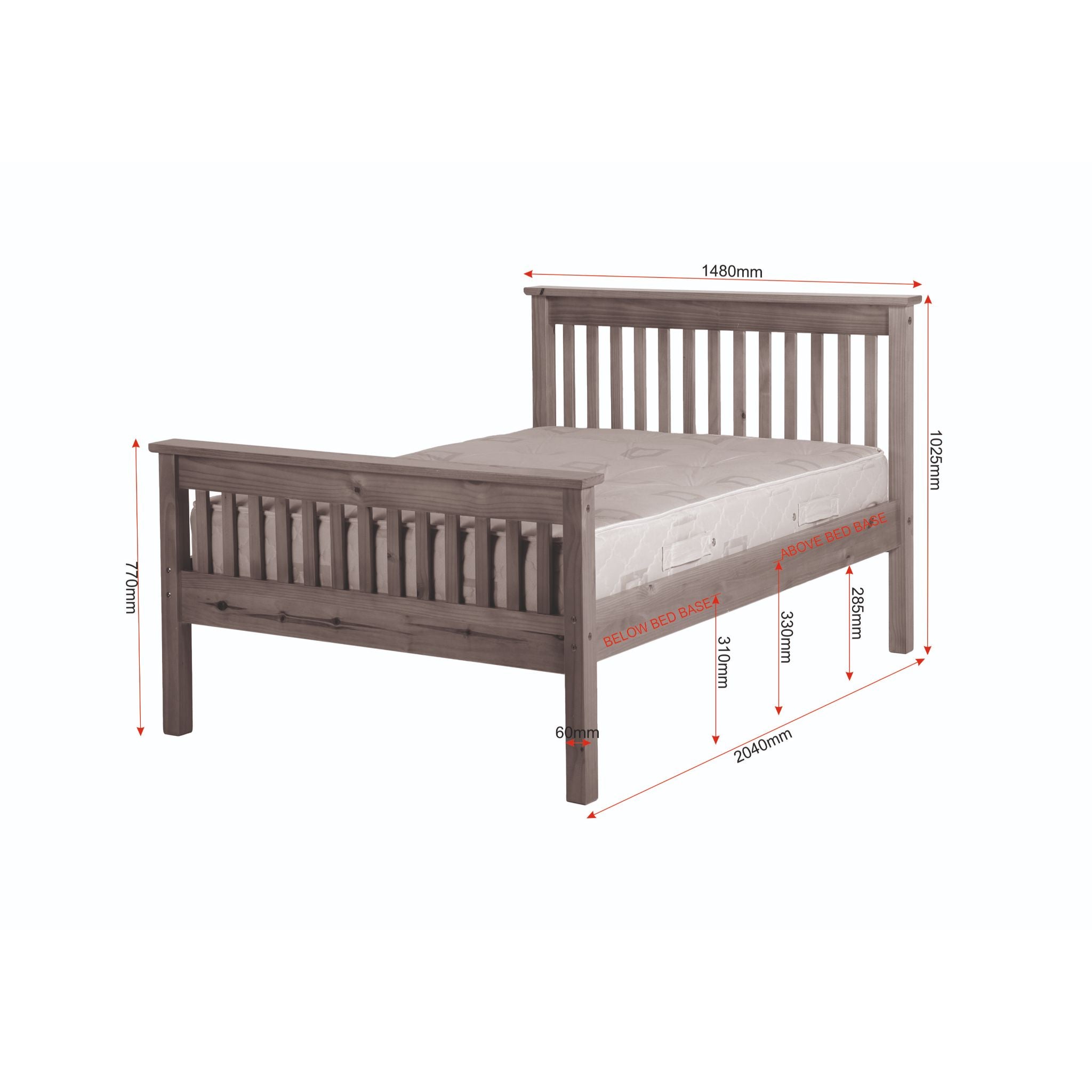 Morgan Distressed Waxed Pine - Double Frame Bed