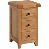 Oak 3 - Compact 3 Drawer Bedside