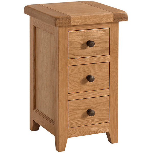 Oak 3 - Compact 3 Drawer Bedside